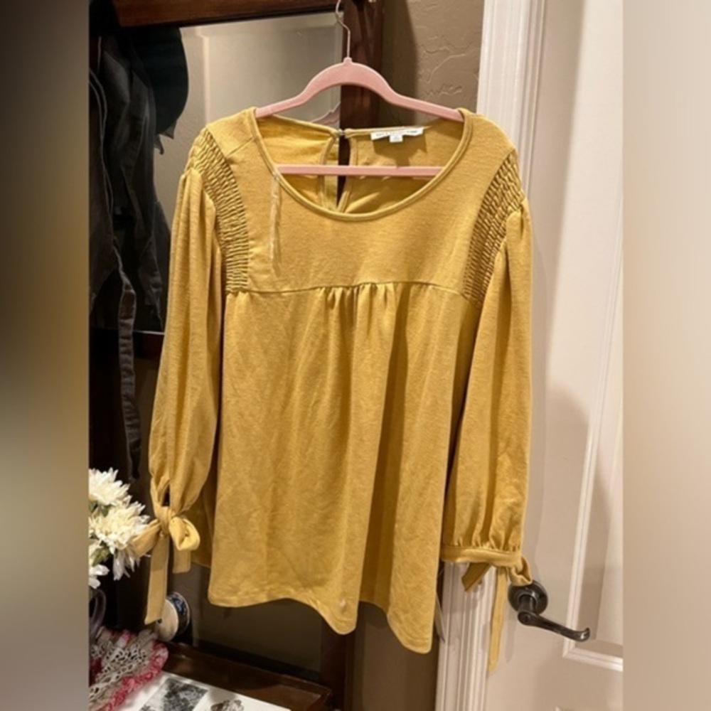 Zac & Rachel Women's Plus Size 3/4 Ribbon Tie Sleeve Top Size 3X Brand New